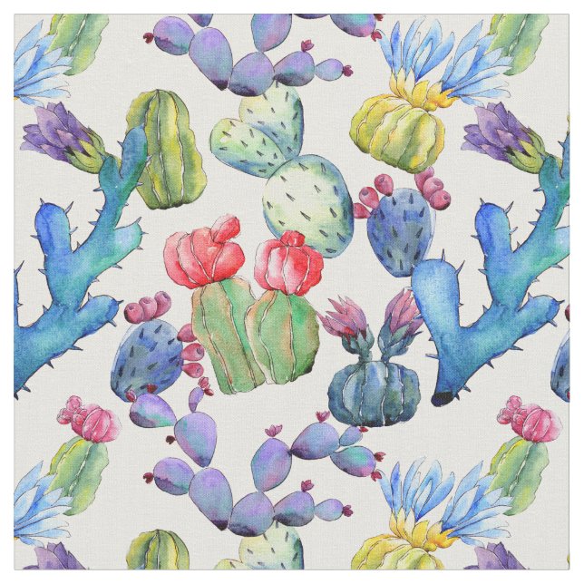 Tecido Cactos de Aquarela (Detalhe)