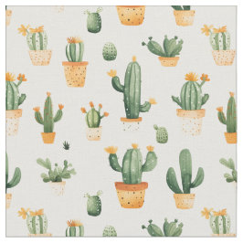 Tecido Cactus Potado em Branco