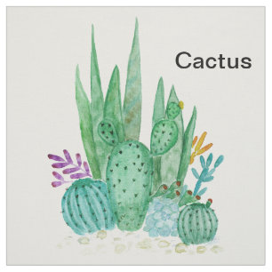 Tecido Cactus watercolor cactos flores do deserto floral