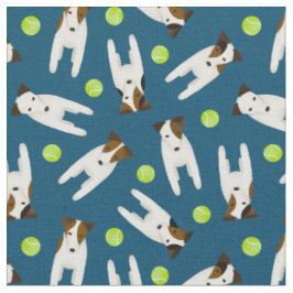 Tecido Cães bonitinhos Jack Russell com bolas de tênis