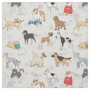 Tecido Cães Bons Design Branco