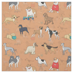 Tecido Cães Cortos - Padrão Design Laranja