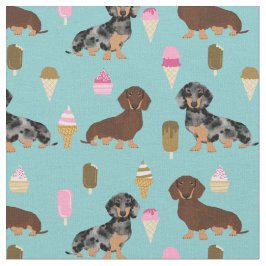 Tecido Cães Dachshund adoram sorvete