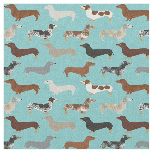 Tecido Cães Dachshund azul claro (Detalhe)
