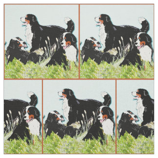 Tecido Cães De Montanha Berneses Na Grama