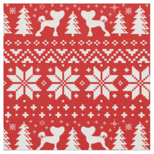Tecido Cães de Natal de Silhouettes Pingados Chineses