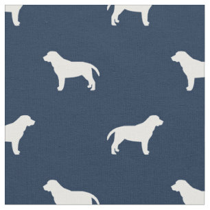 Tecido Cães labradores marinho silhueta azul