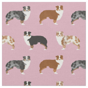 Tecido Cães pastores australianos cor-de-rosa empoeirado