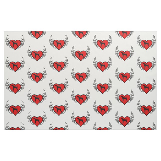 Tecido Cães voados alemães do amor do coração do ponteiro (Fat Quarter)