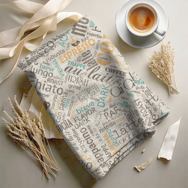 Tecido Café em Burlap Word Cloud Teal ID283 (Criador carregado)
