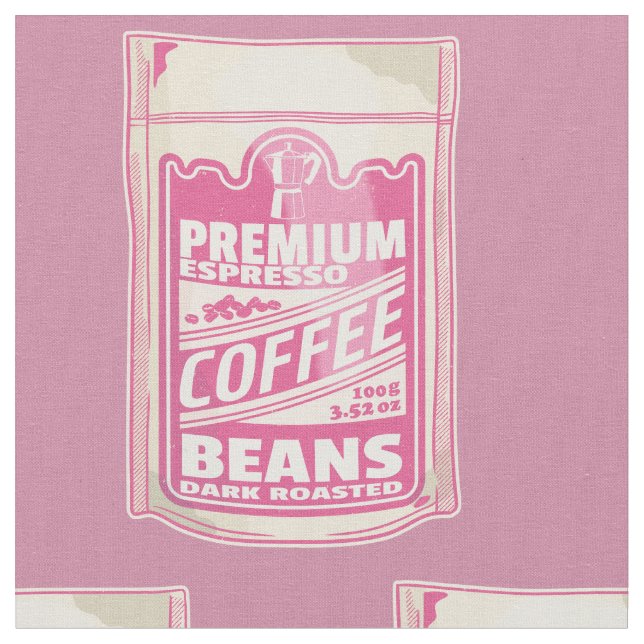 Tecido Café espresso Premium feijões cor-de-rosa comida (Detalhe)