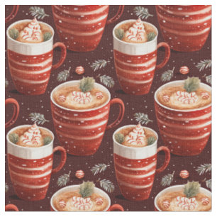 Tecido Café Natal em Vermelho Escuro