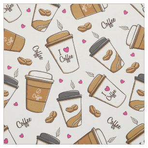 Tecido Cafés, Feijões, Fachos De Café, Lover De Café, Cor