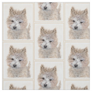 Tecido Cairn Terrier Puppy Painting - Arte Original De C