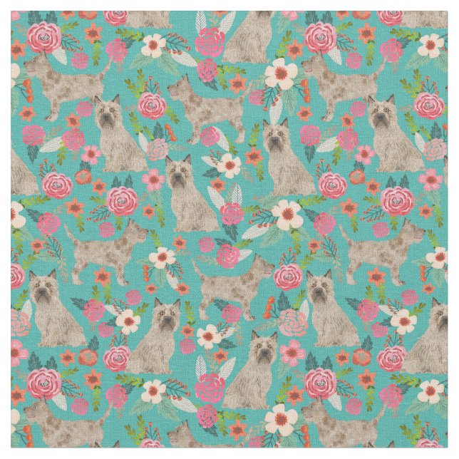 Tecido cairn territ dvintage florals turquoise (Detalhe)
