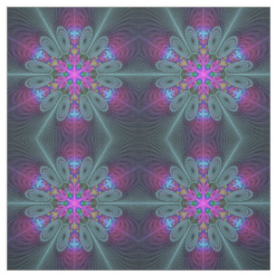 Tecido Caleidoscópio de Arte Fractal de Greve Colorida Ma
