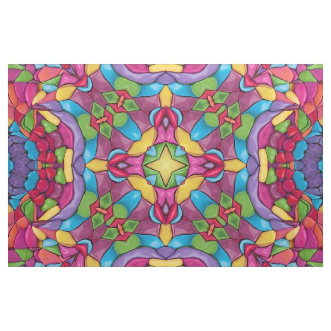 Tecido Caleidoscópio do roxo do vintage do vitral (Jarda)