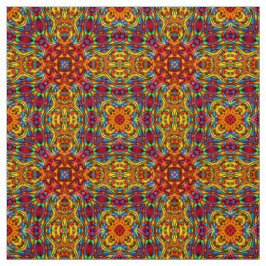 Tecido Caleidoscópio vermelho Freaky do Fractal do