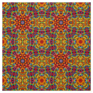 Tecido Caleidoscópio vermelho Freaky do Fractal do