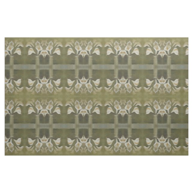 Tecido Calla Corta Flores Em Vaso Artístico-Vazio (Fat Quarter)