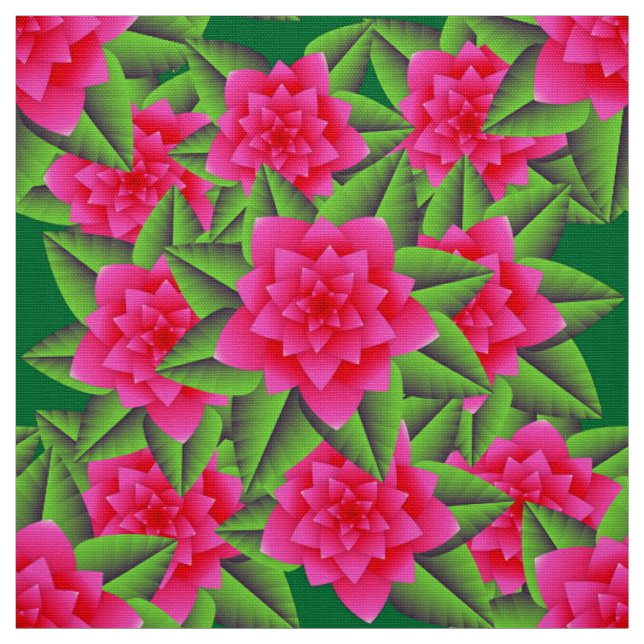 Tecido Camélias Rosa Fúcsia e Folhas Verdes (Modelo)