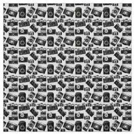 TECIDO CÂMERAS DE FOTOGRAFIA RETRO PRETA E BRANCA MOTIF