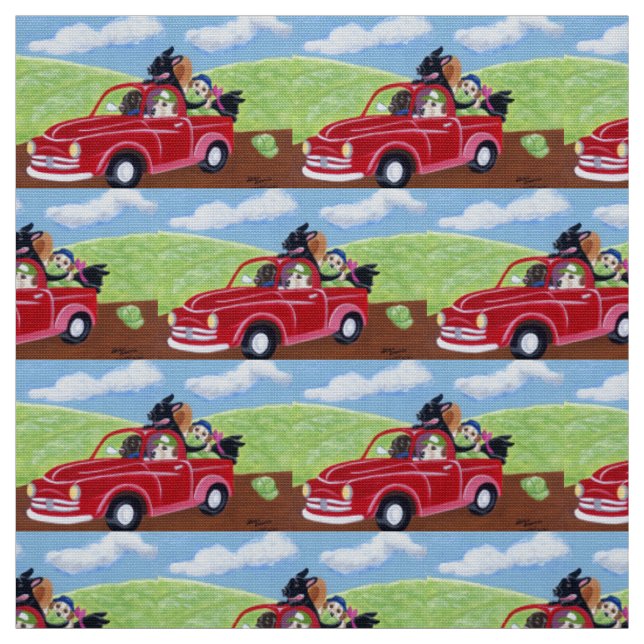 Tecido Caminhão e pintura vermelhos de Labradors (Modelo)