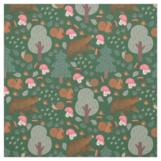 Tecido Caminhe pela floresta em Hunter Green (Modelo)