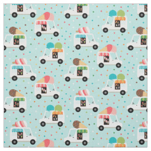 Tecido Caminhões sorvetes borrifam raparigas Bonito