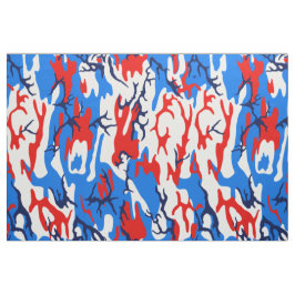 Tecido Camo Vermelho Branco e Azul