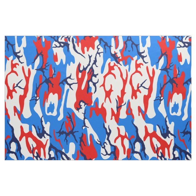 Tecido Camo Vermelho Branco e Azul (Fat Quarter)