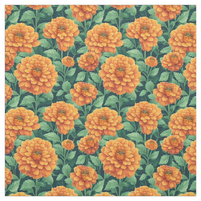Tecido Campo de arte floral ao estilo marigold (Modelo)