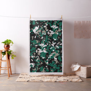 Tecido Camuflado Verde Esmeralda Preto