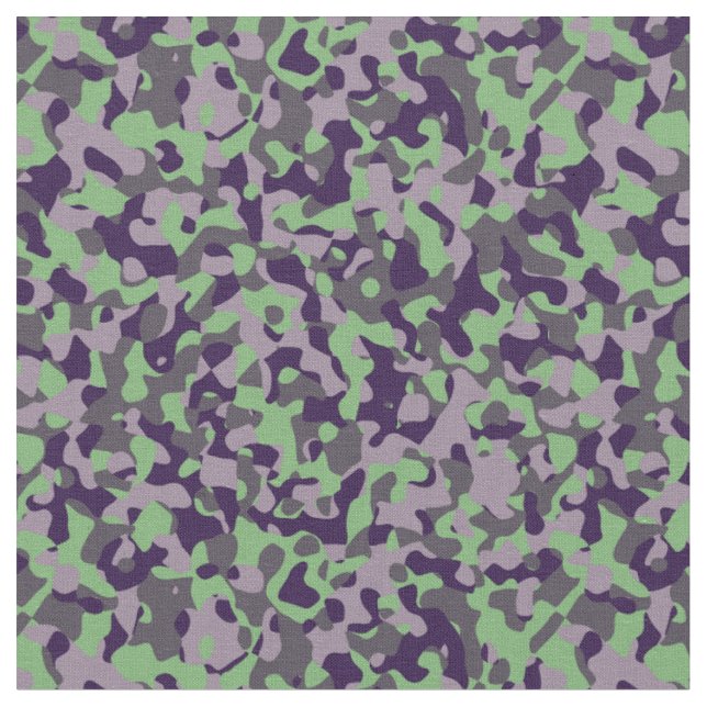 Tecido camuflagem abstrata verde e violeta desbotada (Detalhe)