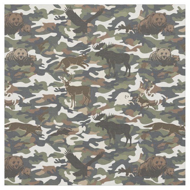 Tecido Camuflagem com Animais escondidos  (Detalhe)