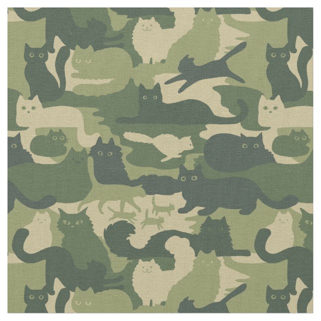 Tecido Camuflagem Gatos Padrão Exército Gatinhos Verdes C (Detalhe)