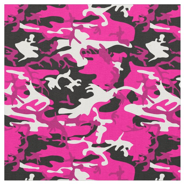 Tecido camuflagem rosa quente camo branco preto (Detalhe)