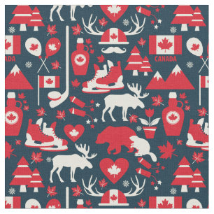 Tecido Canadá Natal Canadense Inverno Alce Padrão