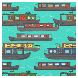 Tecido Canal Narrow Boats e Bargas Padrão