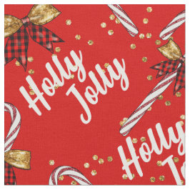 Tecido Candy Cane Holly Jolly Moderno Natal Festivo
