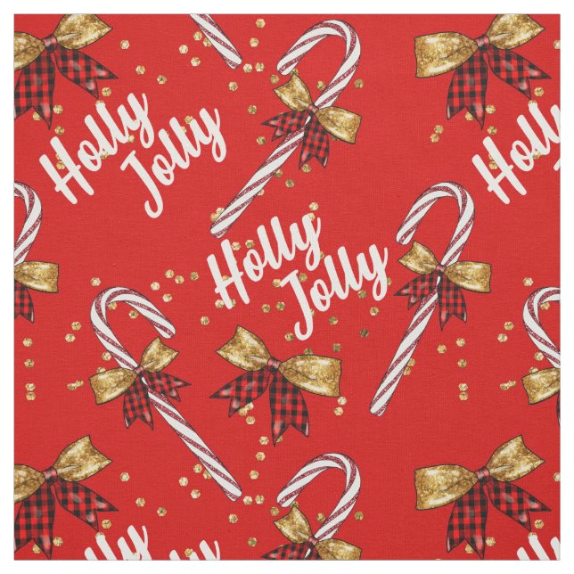 Tecido Candy Cane Holly Jolly Moderno Natal Festivo (Modelo)