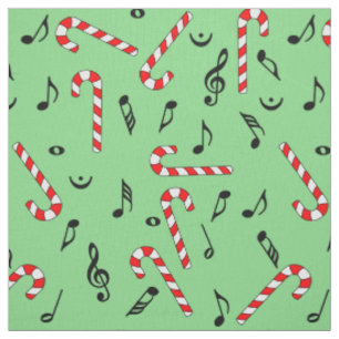 Tecido Candy Cane Music Notes