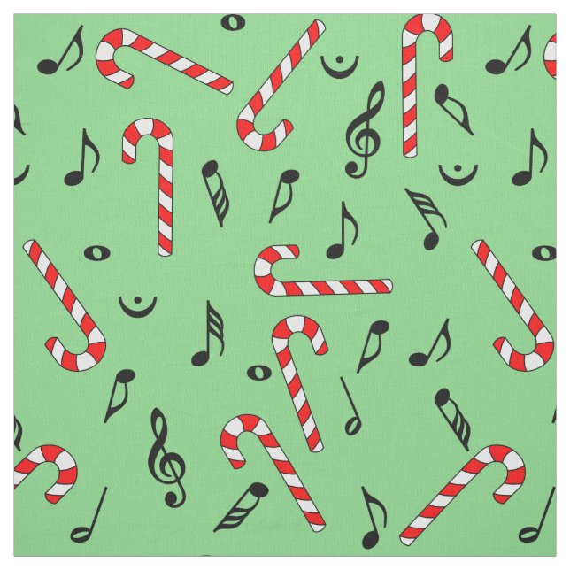 Tecido Candy Cane Music Notes (Modelo)