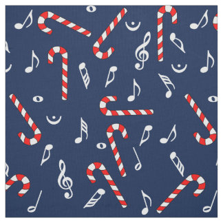 Tecido Candy Cane Music Notes
