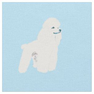 Tecido Caniche branca no azul