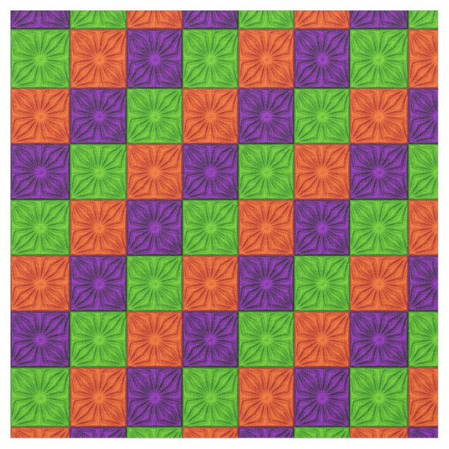 Tecido Cantos Pleados,Tecido Verde-Zazzle Roxo-Laranja (Detalhe)
