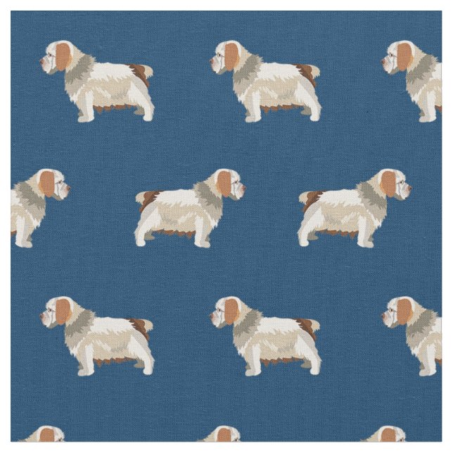 Tecido Cão azul marinho Clumber Spaniel (Detalhe)