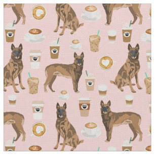 Tecido Cão-de-café, rosa, belga Malinois