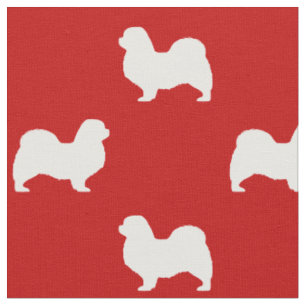 Tecido Cão espanhol tibetano Silhuettes Vermelho e Branco