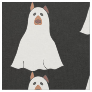 Tecido cão fantasma de halloween fofo assustador